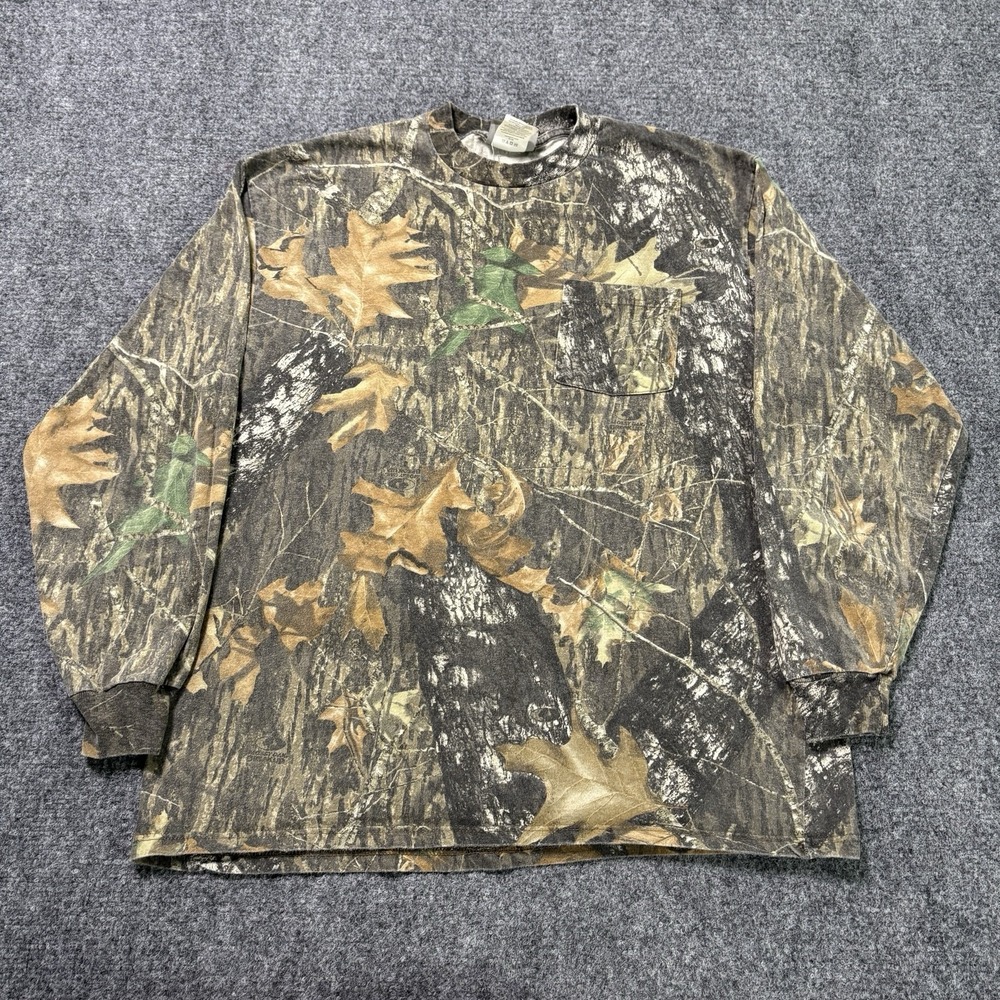 Vintage Jerzees RealTree Camo Long Sleeve Shirt Men's Large Outdoor Hunting Y2K